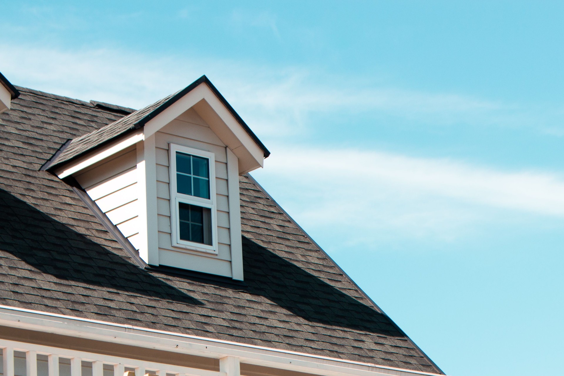 Authentic European house with roof and roof window.